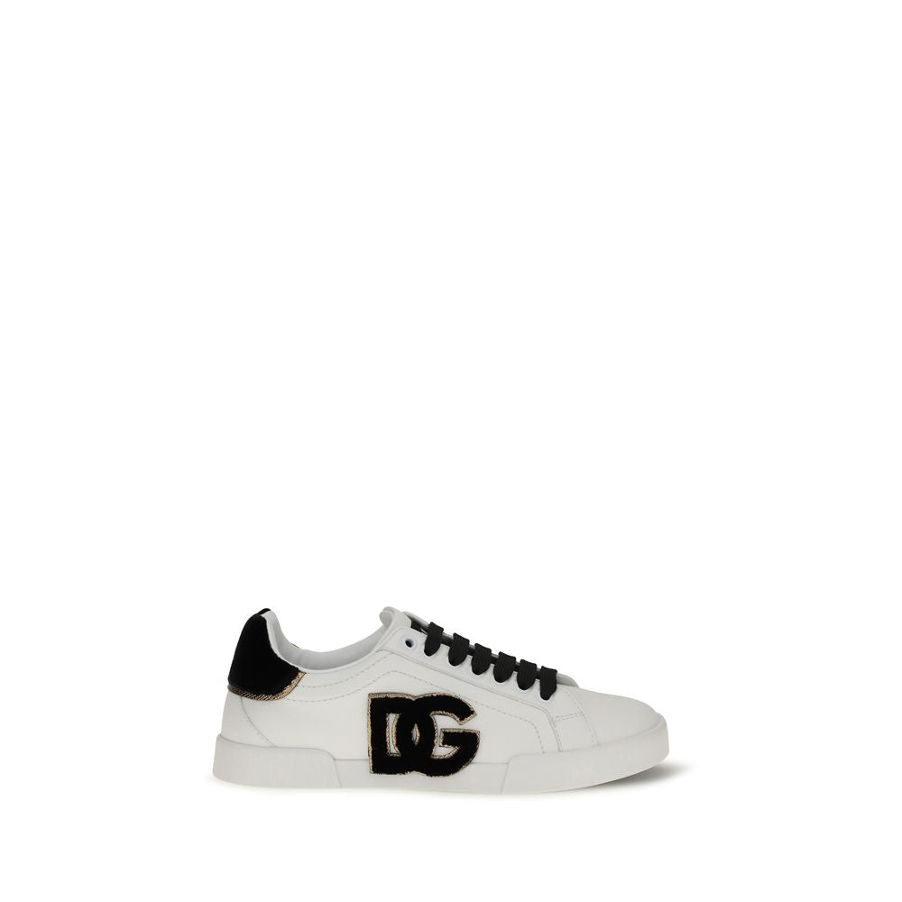 2026 New Arrival Dolce & Gabbana White Calf Leather Bos Taurus Low Top Sneakers