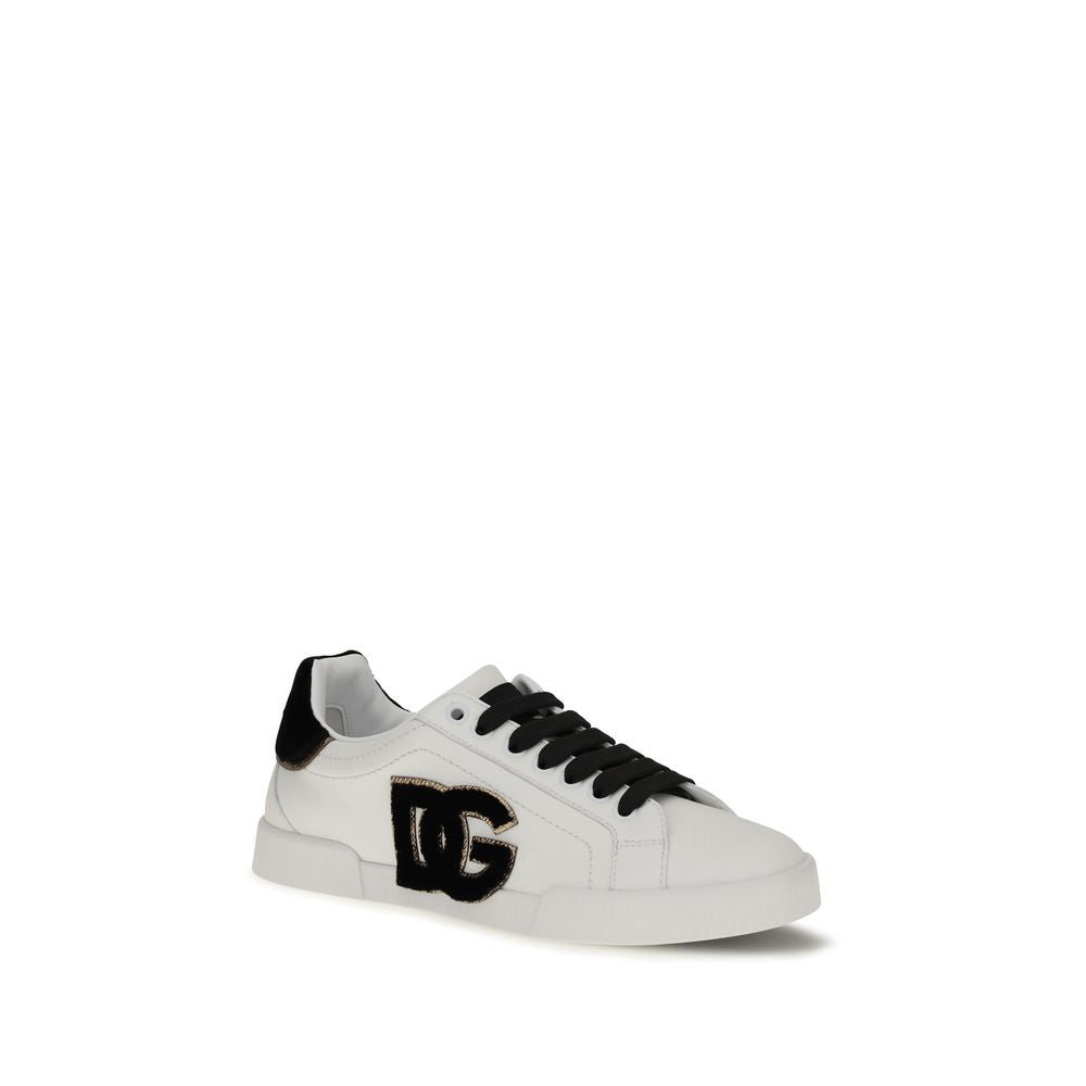 2026 New Arrival Dolce & Gabbana White Calf Leather Bos Taurus Low Top Sneakers
