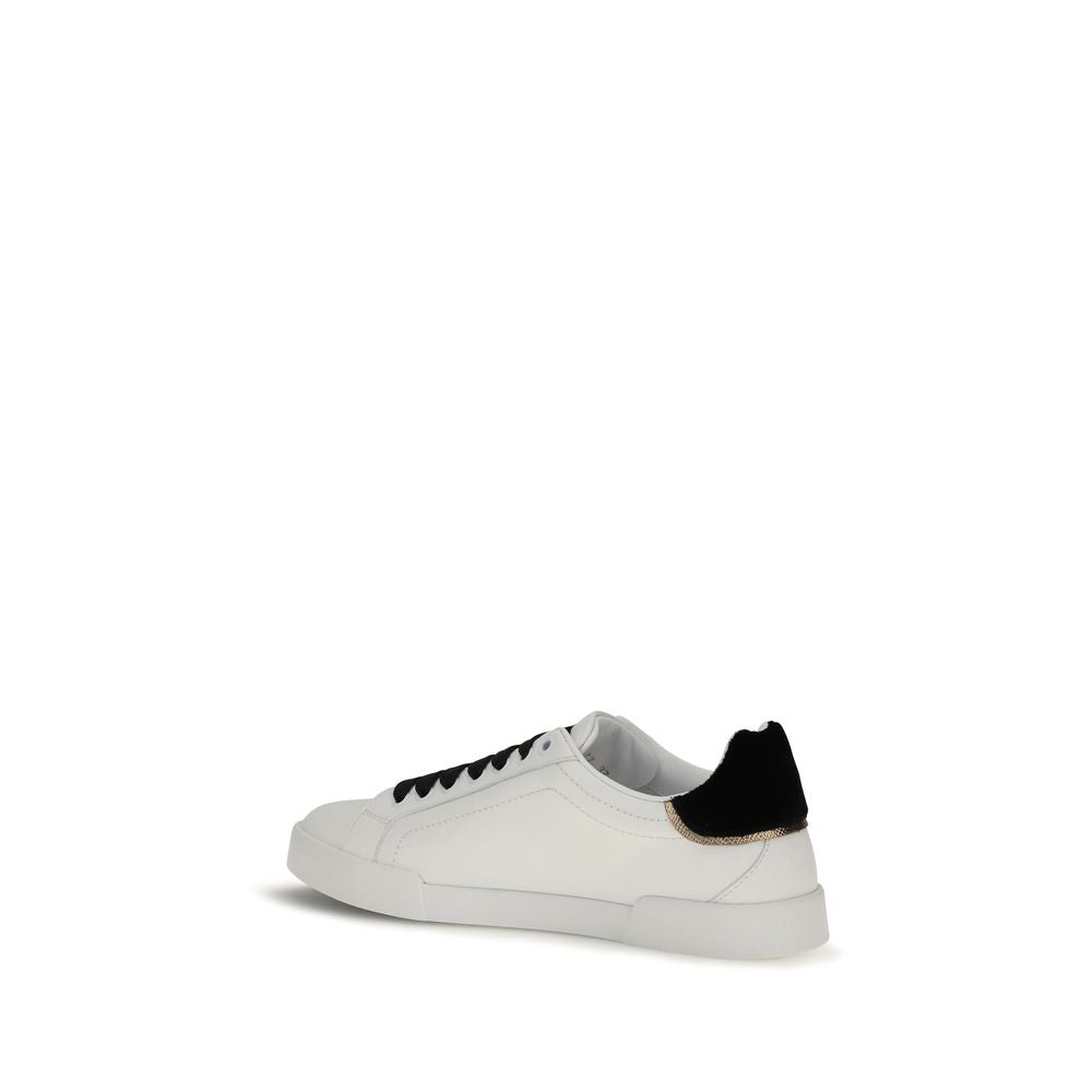 2026 New Arrival Dolce & Gabbana White Calf Leather Bos Taurus Low Top Sneakers