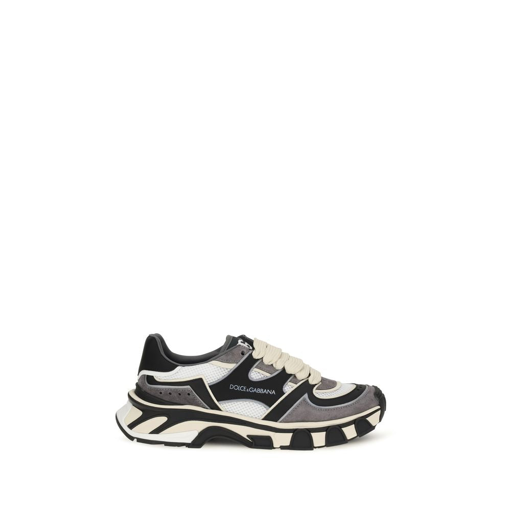 2026 New Arrival Dolce & Gabbana Gray Calf Leather Bos Taurus Chunky Sneakers
