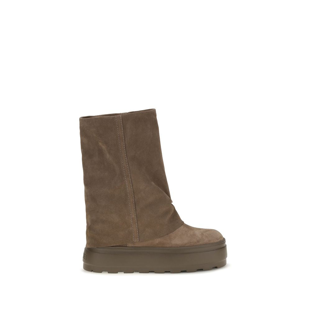 2026 New Arrival Casadei Brown Calf Leather Bos Taurus Flat Boots