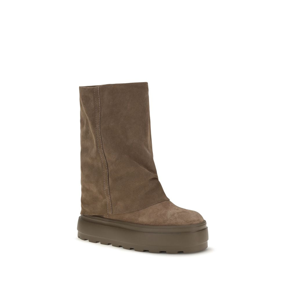 2026 New Arrival Casadei Brown Calf Leather Bos Taurus Flat Boots