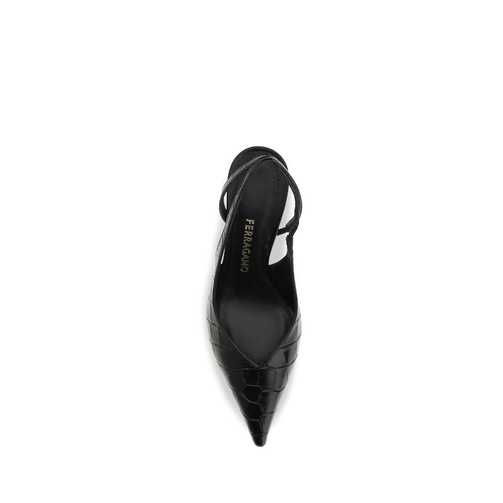 2026 New Arrival Ferragamo Black Calf Leather Bos Taurus Pumps