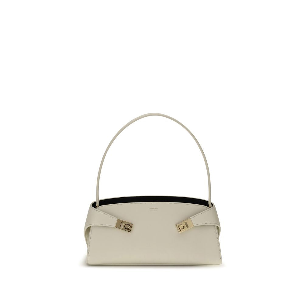 2026 New Arrival Ferragamo Beige Calf Leather Bos Taurus Shoulder Bag