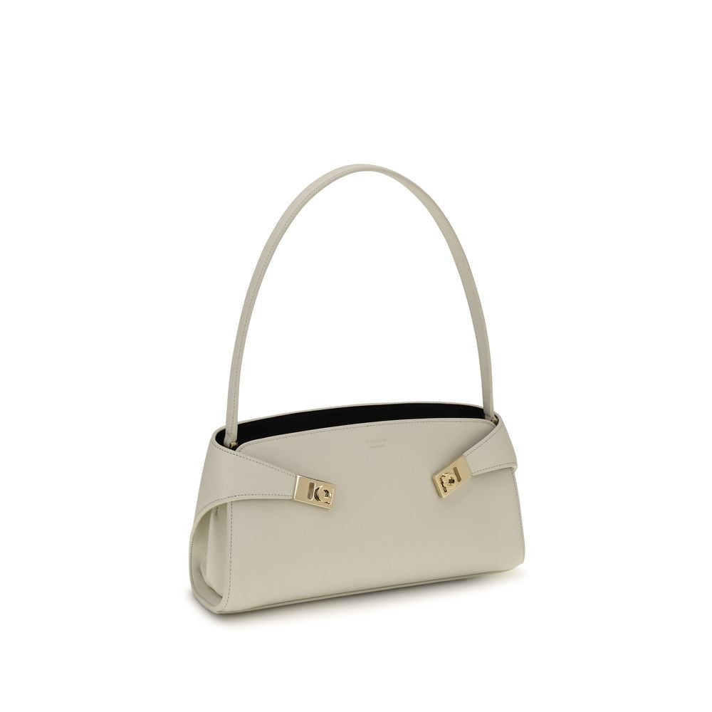 2026 New Arrival Ferragamo Beige Calf Leather Bos Taurus Shoulder Bag