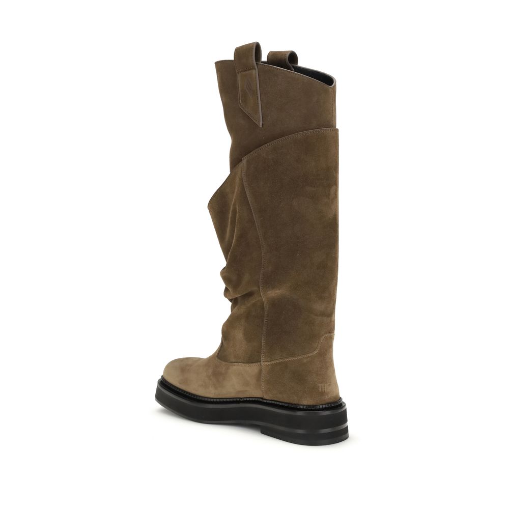 2026 New Arrival The Attico Brown Calf Leather Bos Taurus Lace-Up Boots