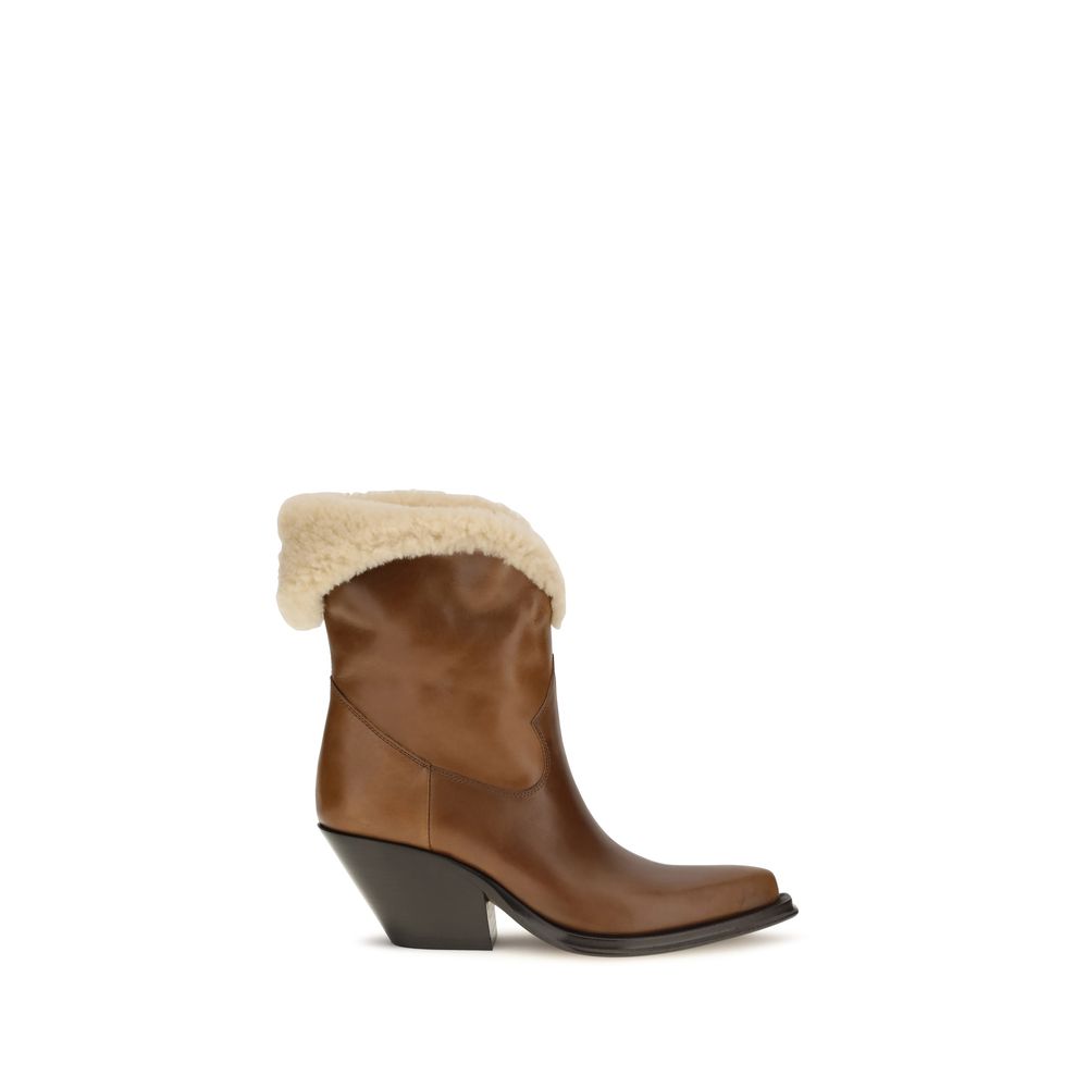 2026 New Arrival Chloé Brown Calf Leather Bos Taurus Ankle Boots