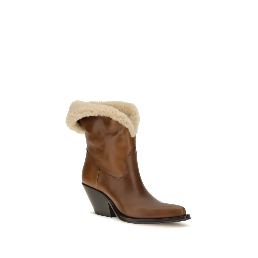2026 New Arrival Chloé Brown Calf Leather Bos Taurus Ankle Boots