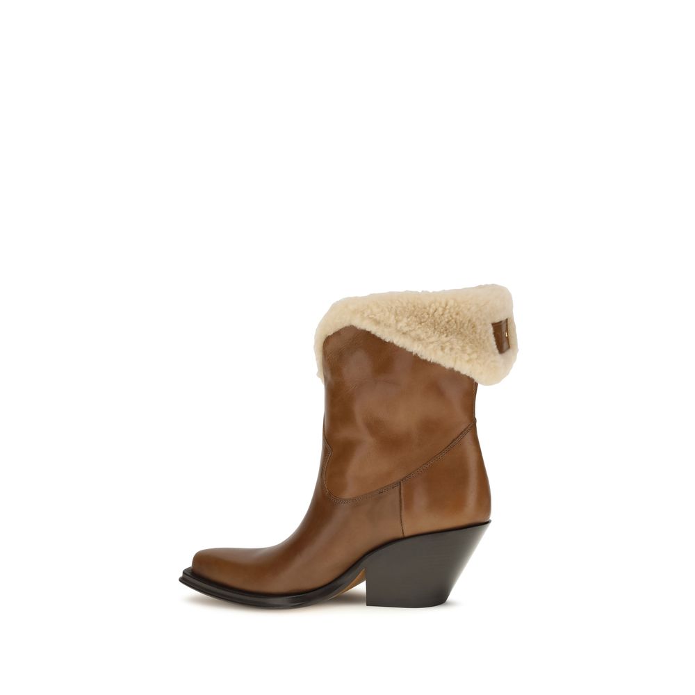 2026 New Arrival Chloé Brown Calf Leather Bos Taurus Ankle Boots
