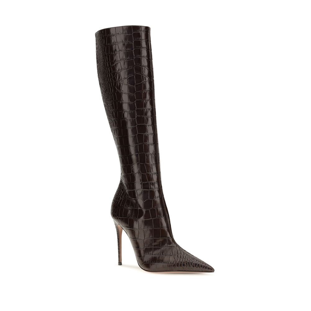 2026 New Arrival Paris Texas Brown Calf Leather Bos Taurus High Heel Boots