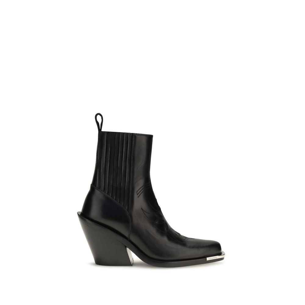 2026 New Arrival Rabanne Black Calf Leather Bos Taurus Ankle Boots