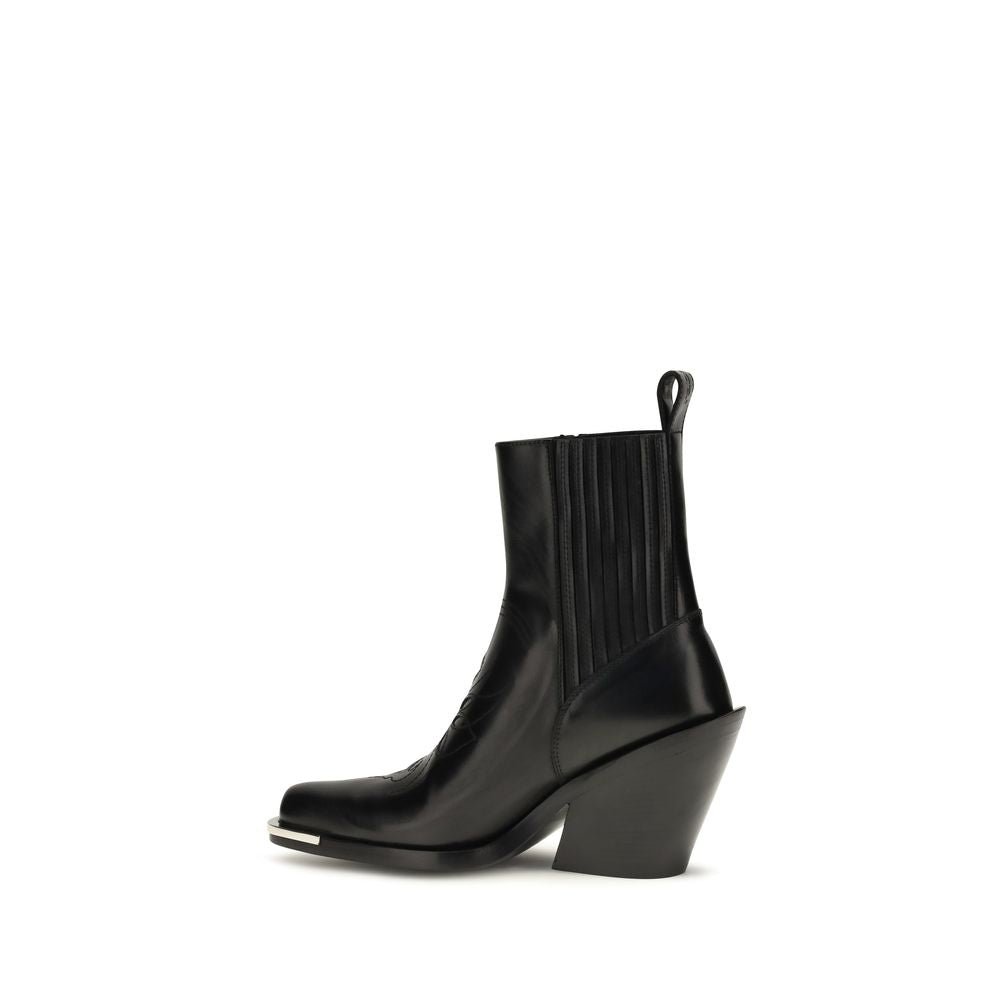 2026 New Arrival Rabanne Black Calf Leather Bos Taurus Ankle Boots