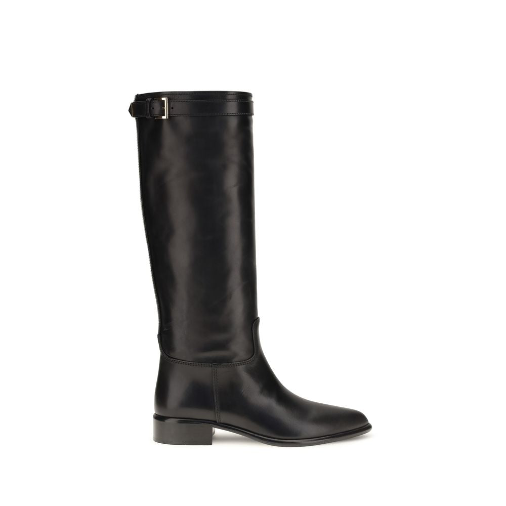 2026 New Arrival Prada Black Calf Leather Bos Taurus Ankle Boots