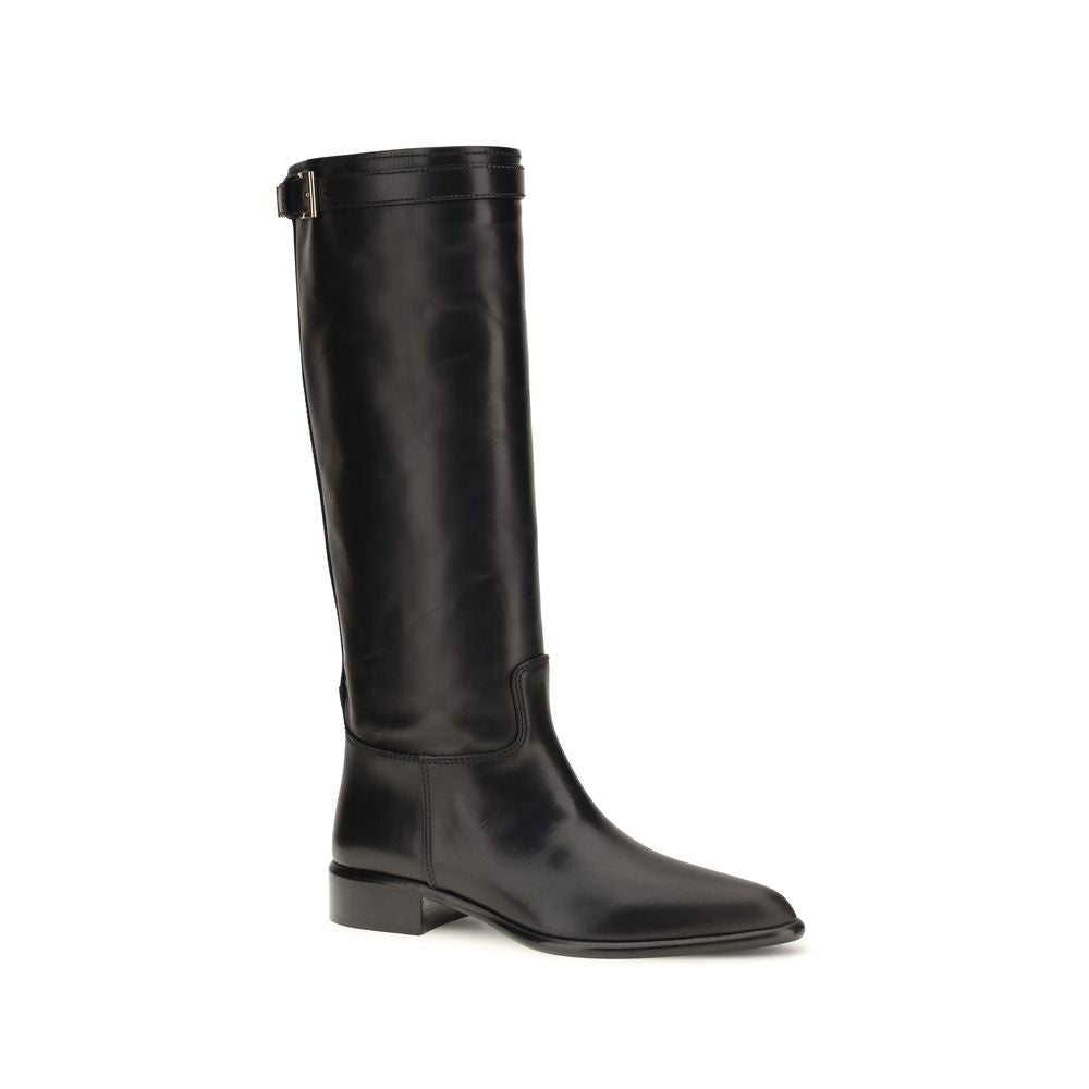 2026 New Arrival Prada Black Calf Leather Bos Taurus Ankle Boots
