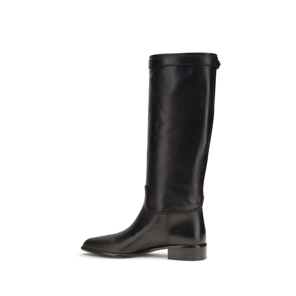 2026 New Arrival Prada Black Calf Leather Bos Taurus Ankle Boots