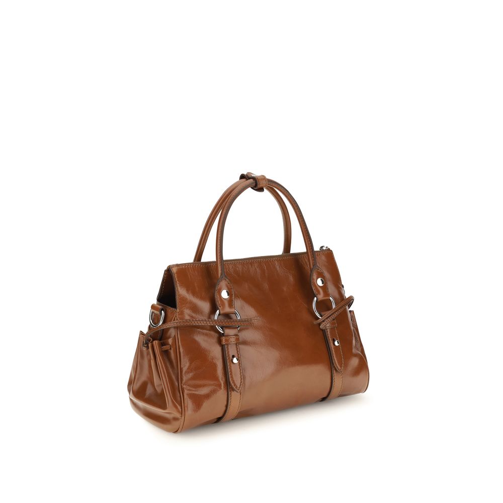2026 New Arrival Miu Miu Brown Calf Leather Bos Taurus Handbag