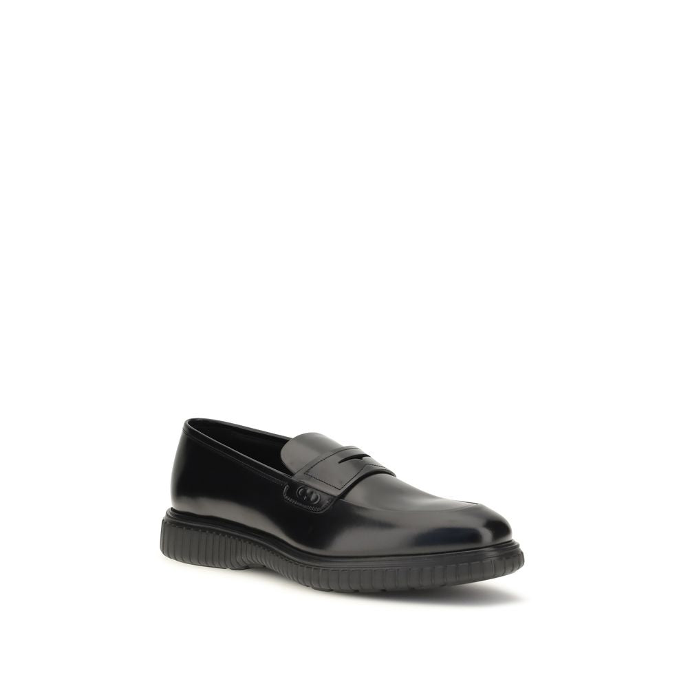 2026 New Arrival Ferragamo Black Calf Leather Bos Taurus Slip-On Loafers