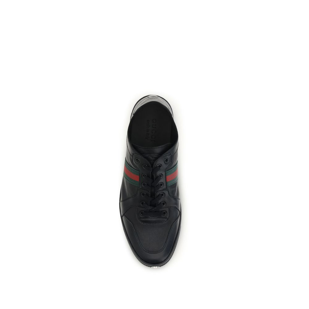 2026 New Arrival Gucci Black Calf Leather Bos Taurus Low Top Sneakers