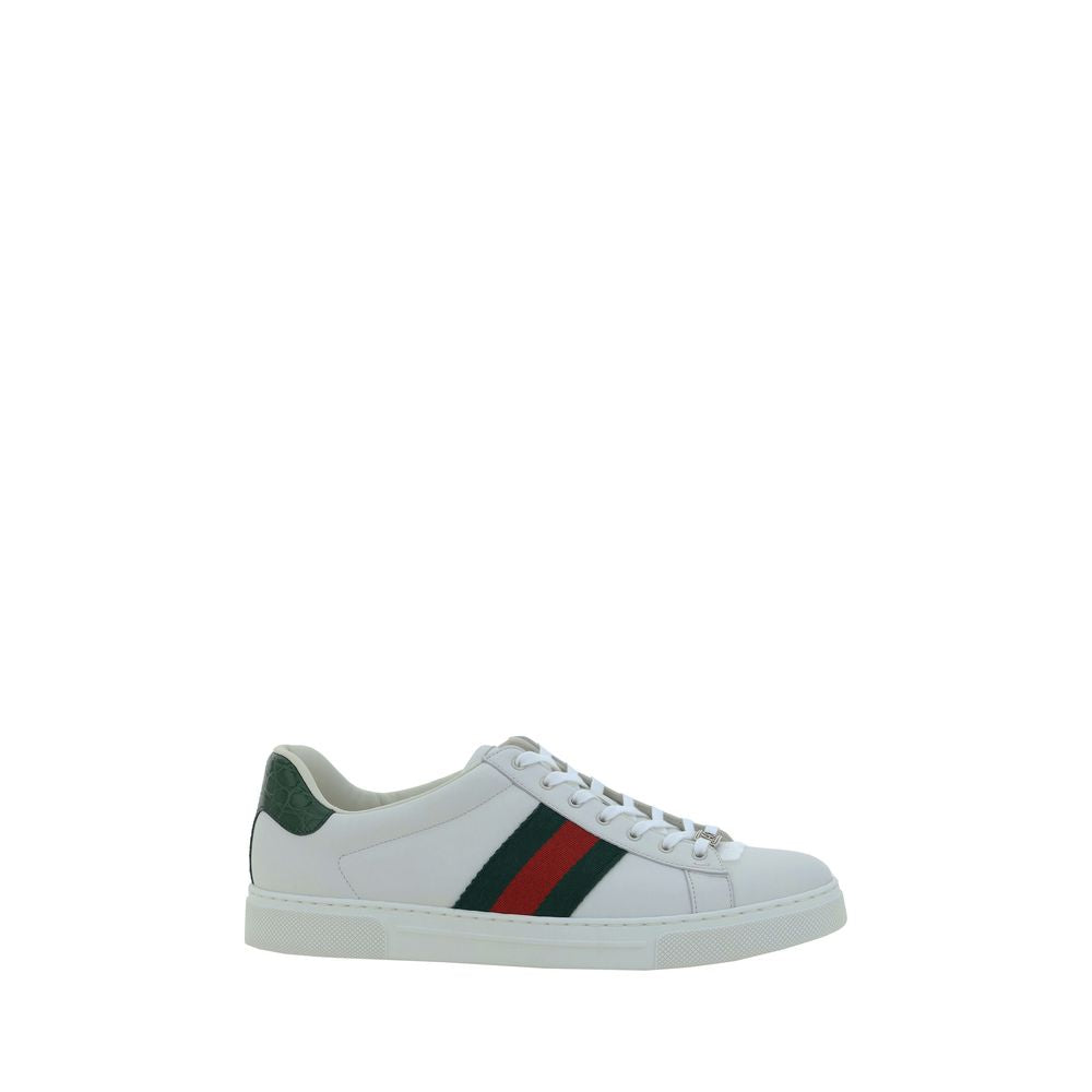2026 New Arrival Gucci White Calf Leather Bos Taurus Low Top Sneakers