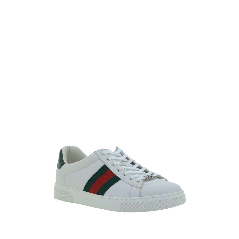2026 New Arrival Gucci White Calf Leather Bos Taurus Low Top Sneakers