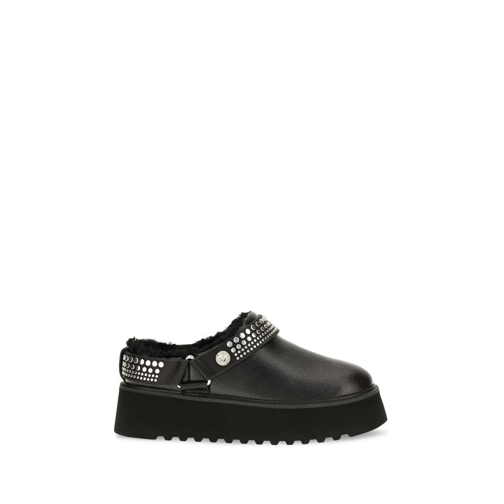 2026 New Arrival PINKO Black Calf Leather Bos Taurus Clogs