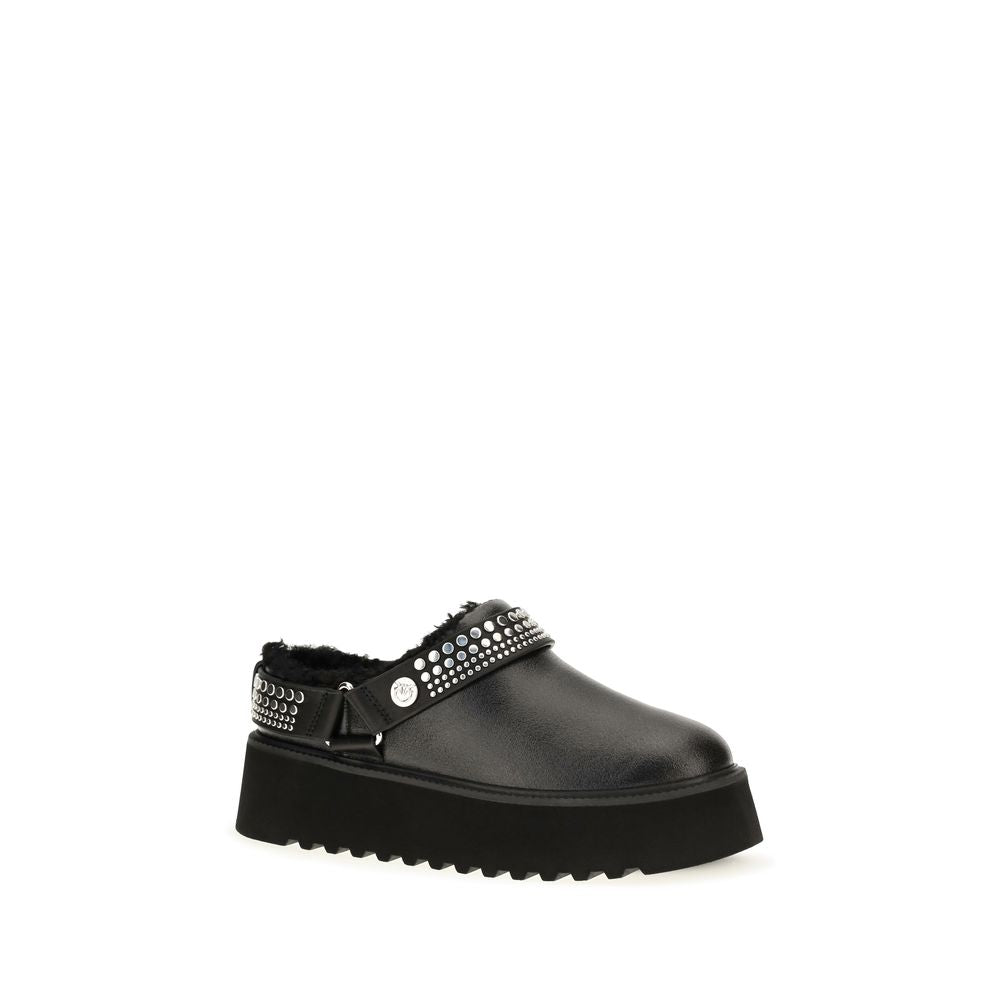 2026 New Arrival PINKO Black Calf Leather Bos Taurus Clogs