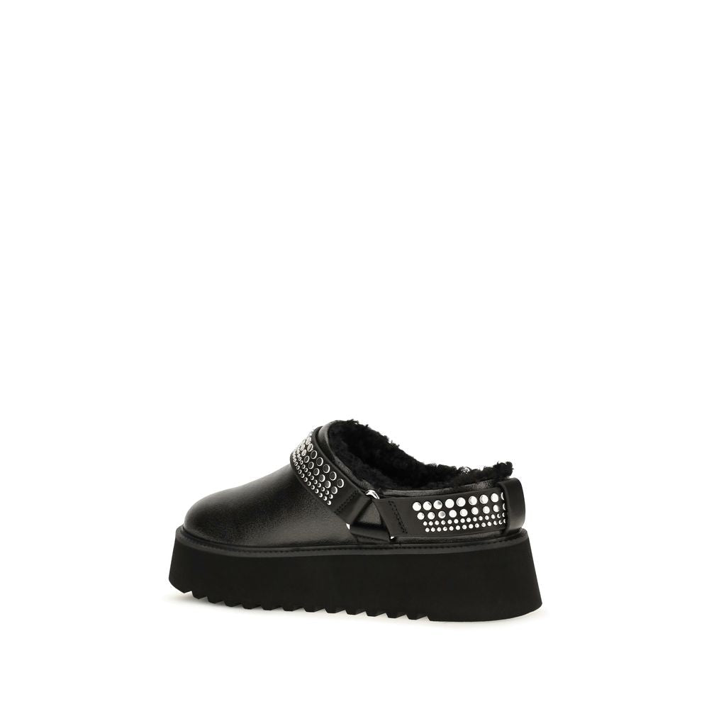 2026 New Arrival PINKO Black Calf Leather Bos Taurus Clogs