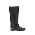 2026 New Arrival PINKO Black Calf Leather Bos Taurus Flat Boots