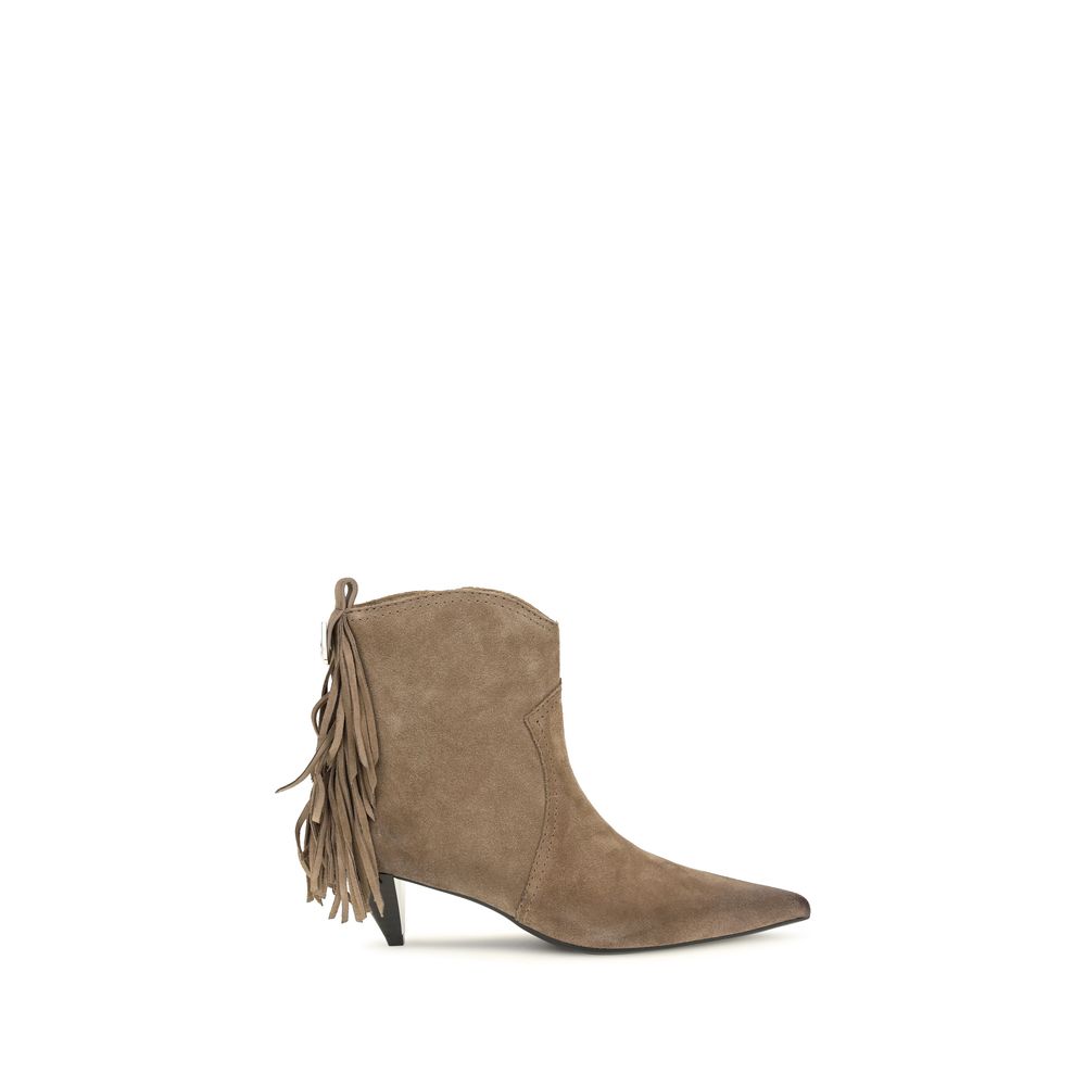 2026 New Arrival PINKO Beige Calf Leather Bos Taurus Ankle Boots