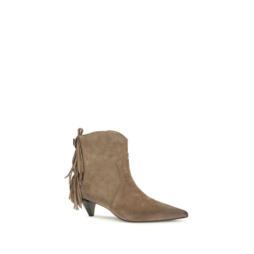 2026 New Arrival PINKO Beige Calf Leather Bos Taurus Ankle Boots