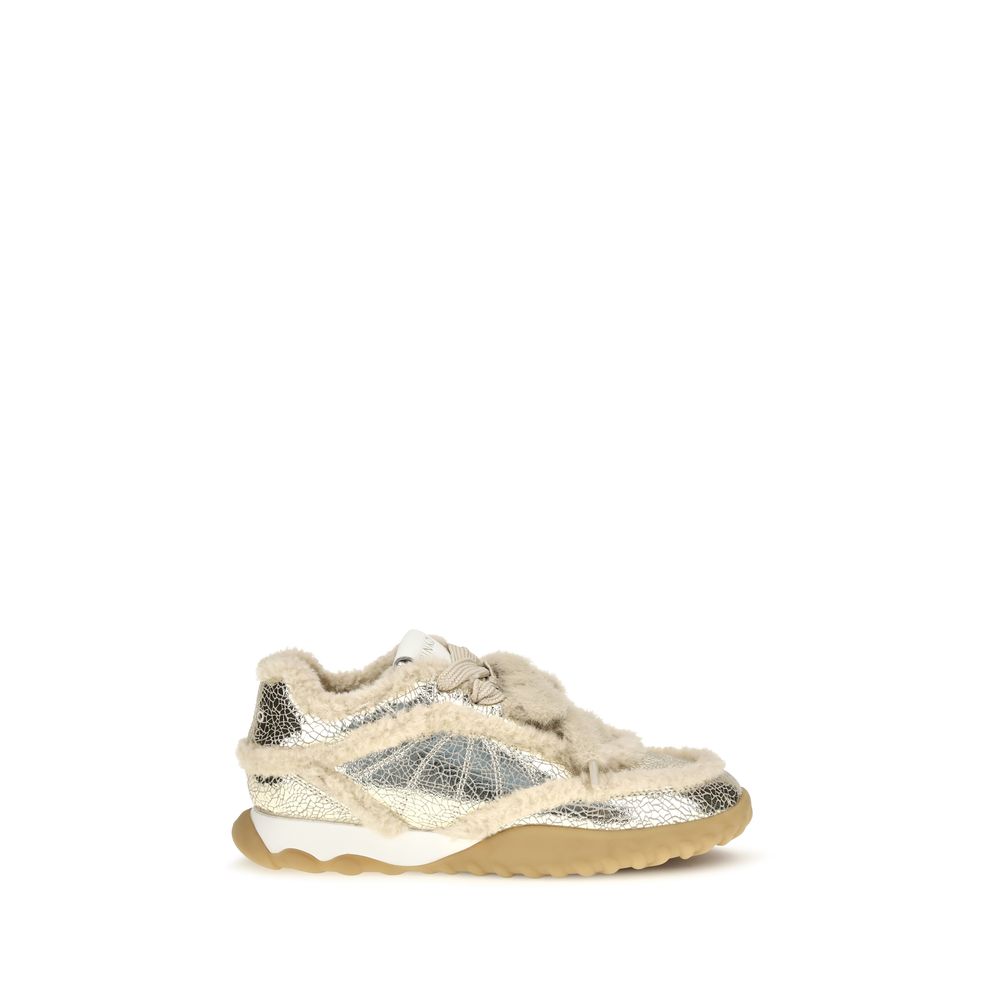 2026 New Arrival PINKO Silver Calf Leather Bos Taurus Chunky Sneakers