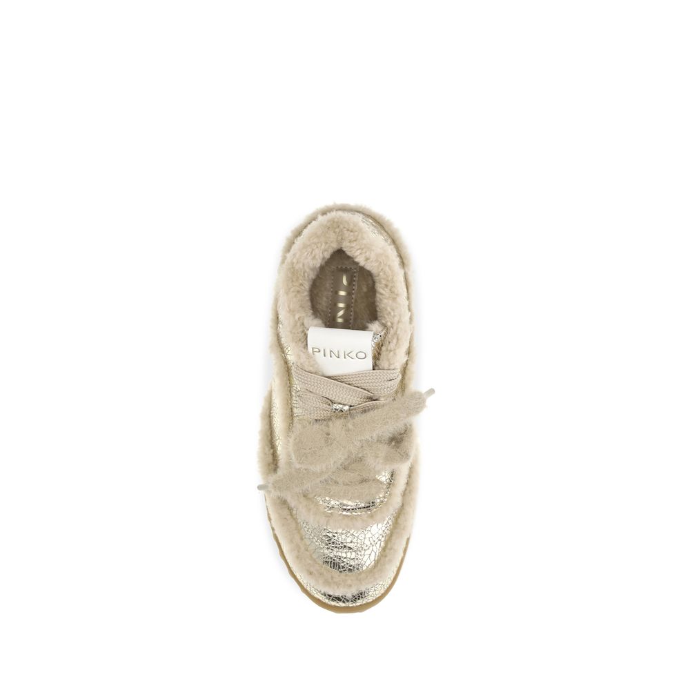 2026 New Arrival PINKO Silver Calf Leather Bos Taurus Chunky Sneakers