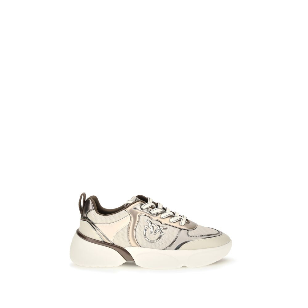 2026 New Arrival PINKO Beige Calf Leather Bos Taurus Chunky Sneakers