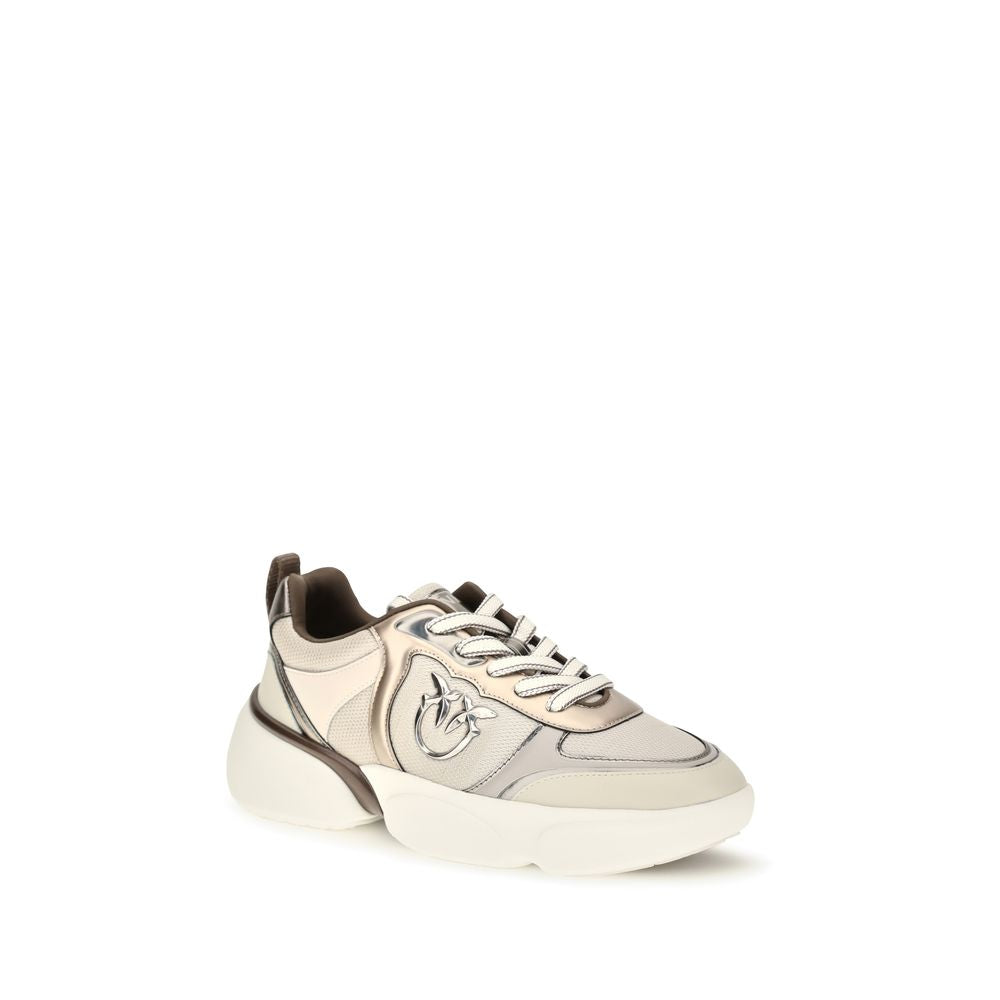 2026 New Arrival PINKO Beige Calf Leather Bos Taurus Chunky Sneakers