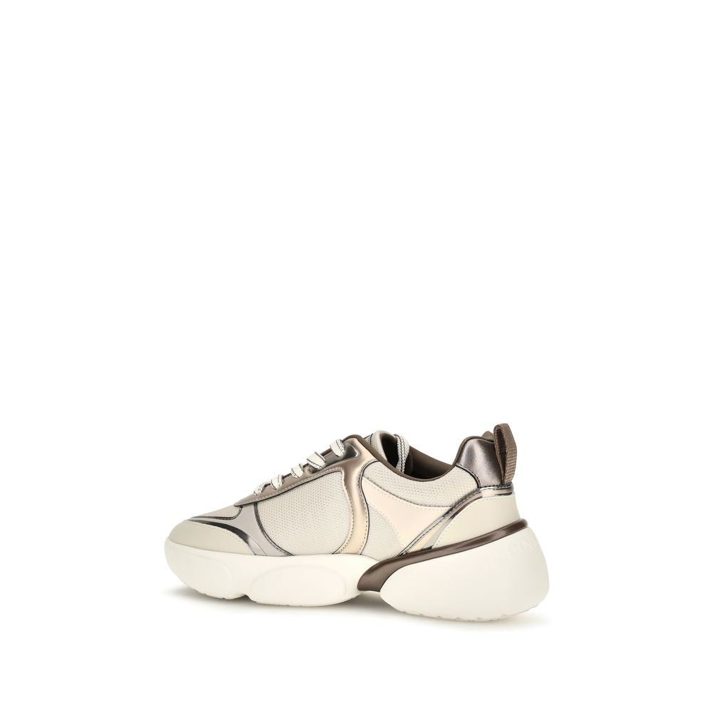 2026 New Arrival PINKO Beige Calf Leather Bos Taurus Chunky Sneakers
