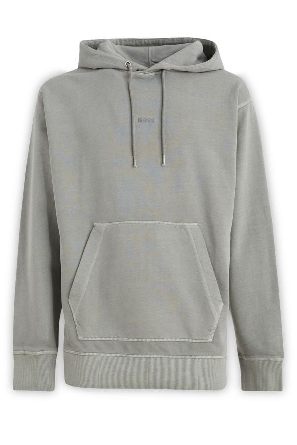 2026 New Arrival Hugo Boss Elegant Grey Cotton Hooded Sweatshirt