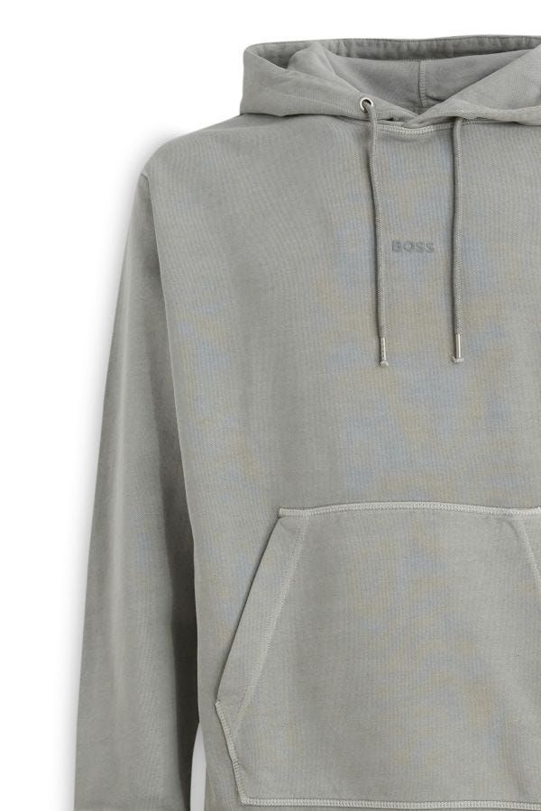2026 New Arrival Hugo Boss Elegant Grey Cotton Hooded Sweatshirt