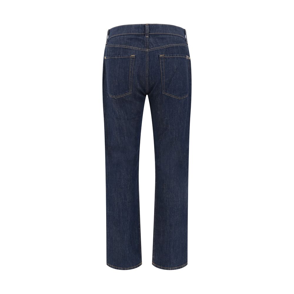 2026 New Arrival 7FOR Blue Cotton Straight-Leg Jeans