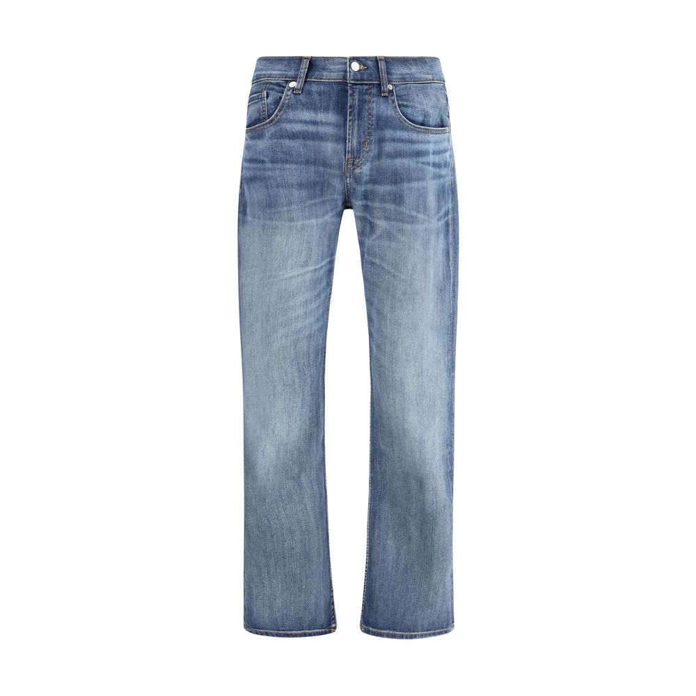2026 New Arrival 7FOR Blue Cotton Straight-Leg Jeans