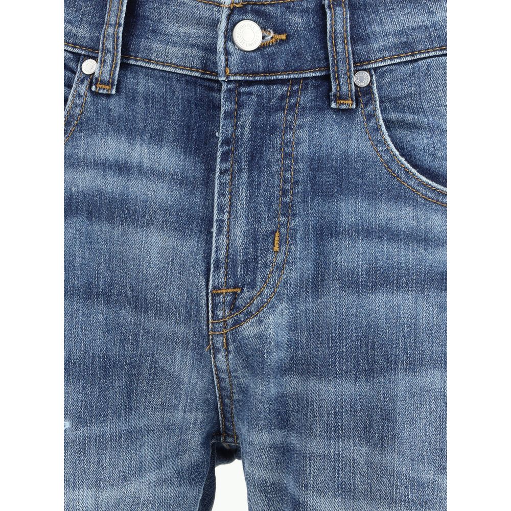 2026 New Arrival 7FOR Blue Cotton Straight-Leg Jeans
