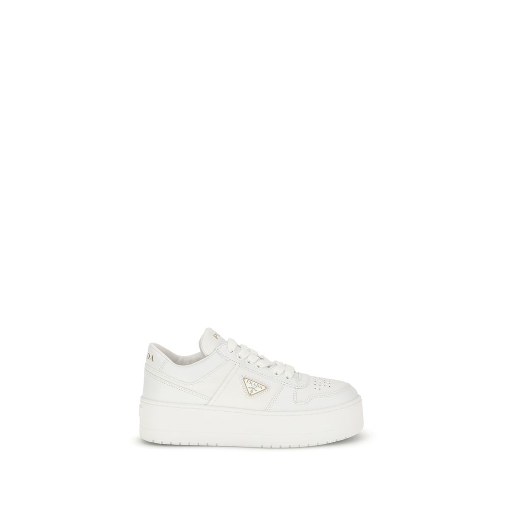 2026 New Arrival Prada White Calf Leather Bos Taurus Platform Sneakers