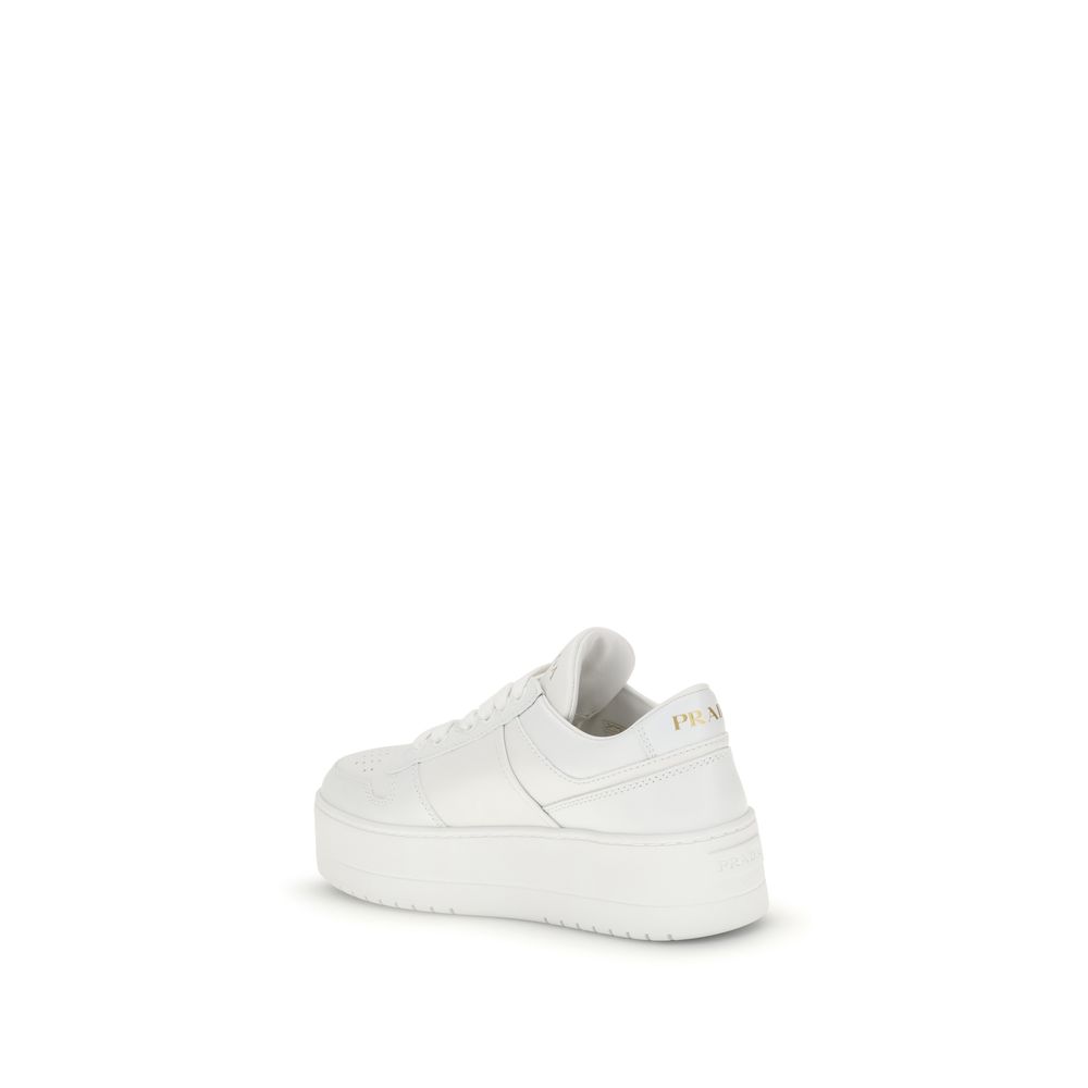 2026 New Arrival Prada White Calf Leather Bos Taurus Platform Sneakers