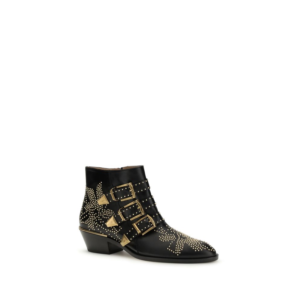 2026 New Arrival Chloé Black Calf Leather Bos Taurus Lace-Up Boots
