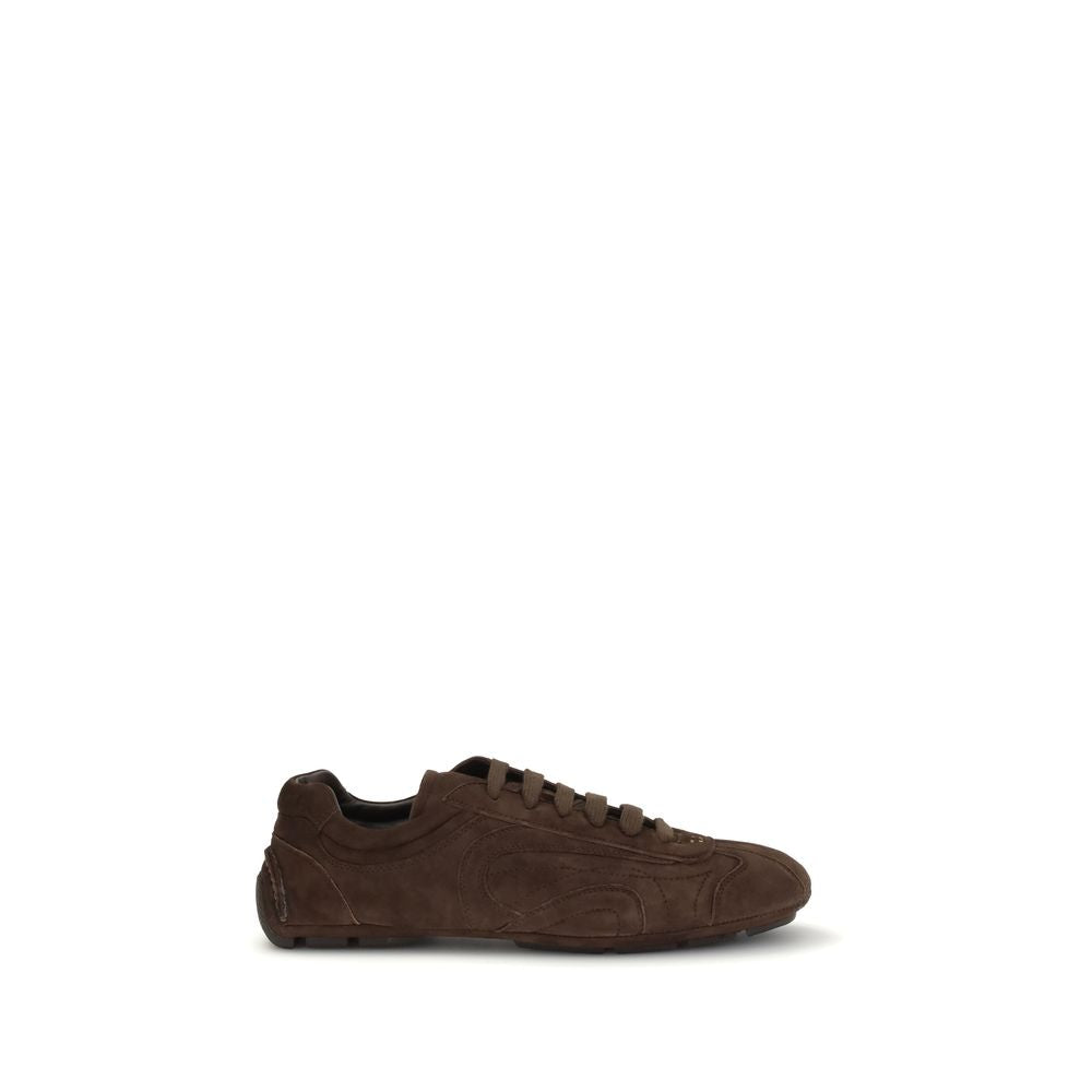 2026 New Arrival Prada Brown Calf Leather Bos Taurus Sneakers