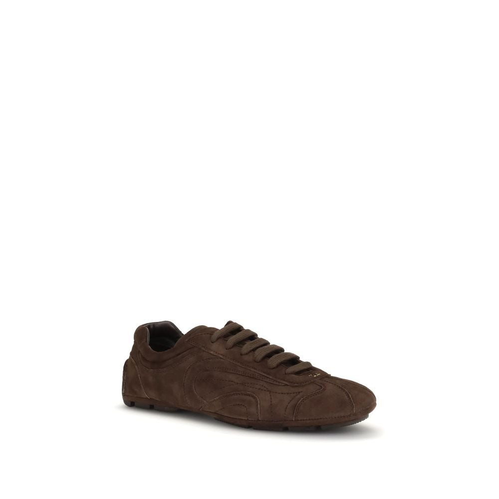 2026 New Arrival Prada Brown Calf Leather Bos Taurus Sneakers