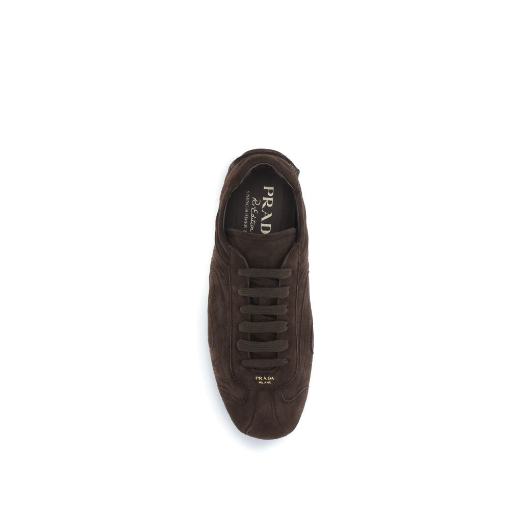 2026 New Arrival Prada Brown Calf Leather Bos Taurus Sneakers