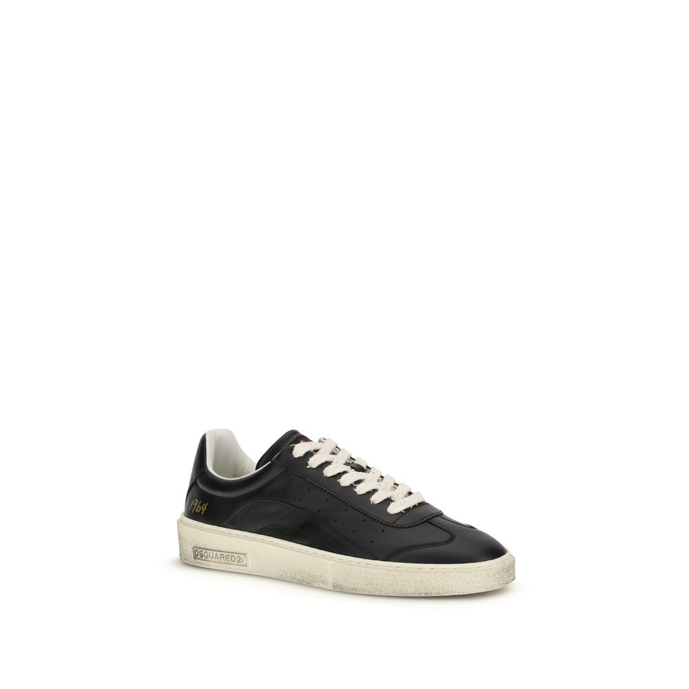 2026 New Arrival Dsquared² Black Calf Leather Bos Taurus Sneakers